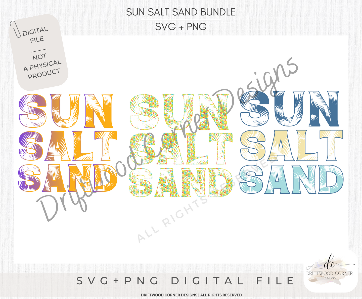 Sun Salt Sand SVG + PNG Graphic Bundle